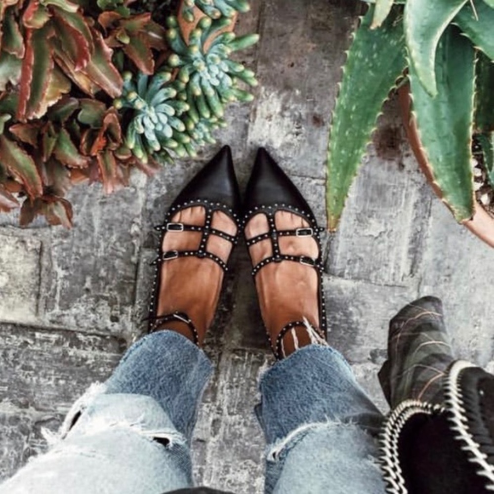 Givenchy Black Studded Ballerina Caged Flats 36